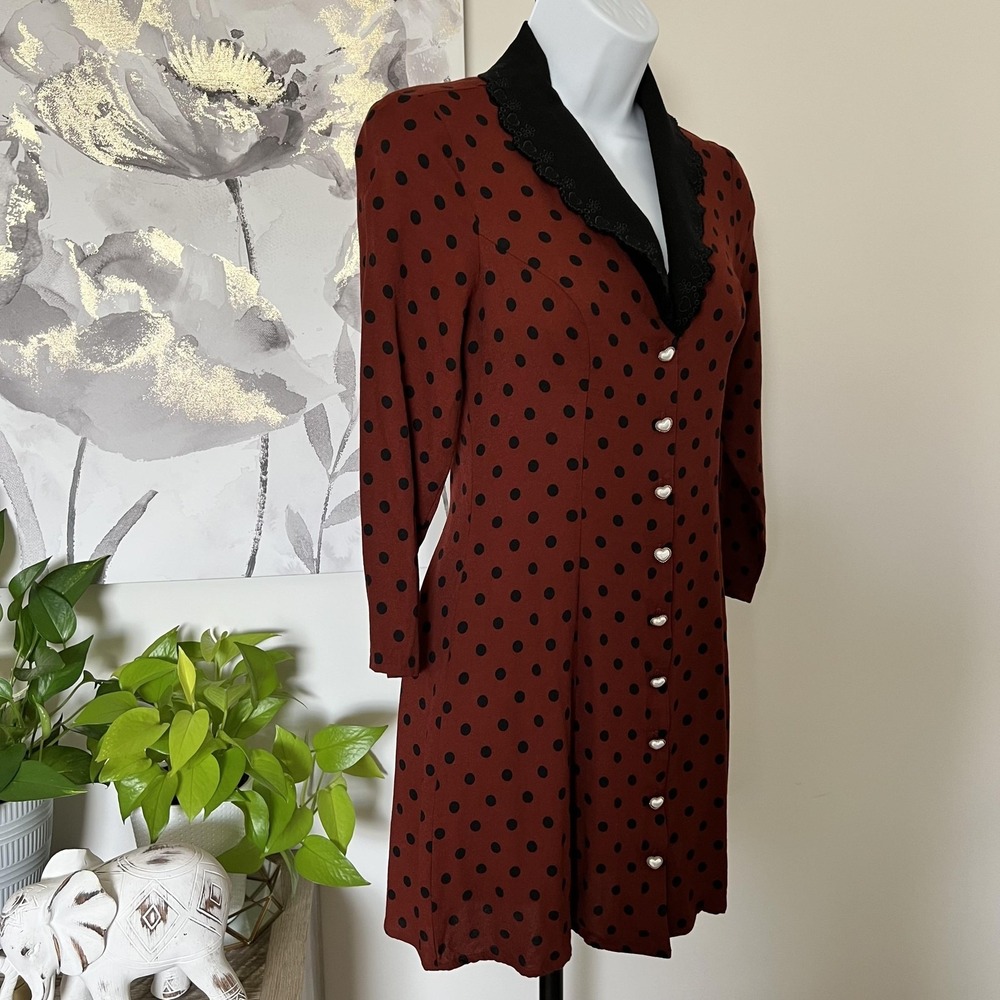 Reformation Dress Mini Polka Dot Cottage Dark Academia French Girl Chic Retro - Picture 3 of 9